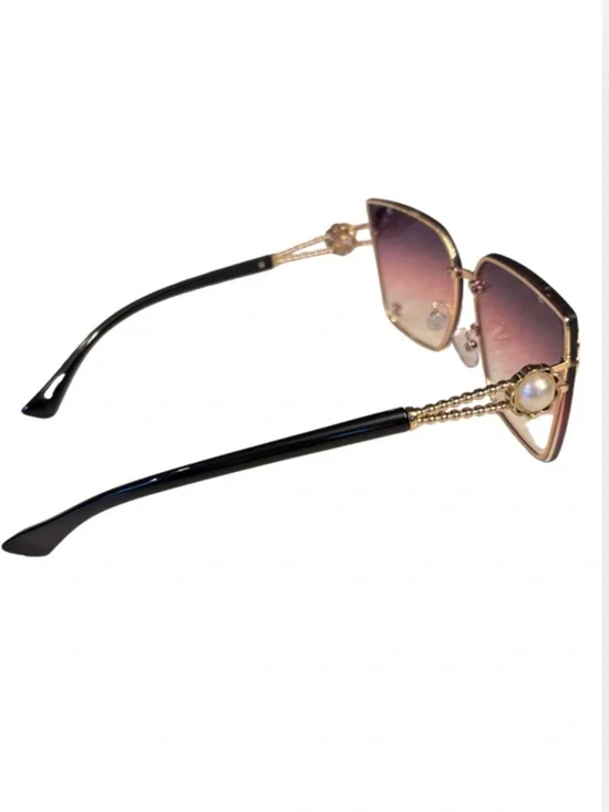 SUNGLASSES: Luxury Pink Ombré & Golden Gradient Oversized w/Monogram, NWOT - Picture 12 of 17